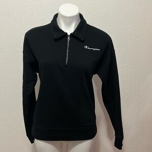Champion Black Pullover Collared Sweater Sz S